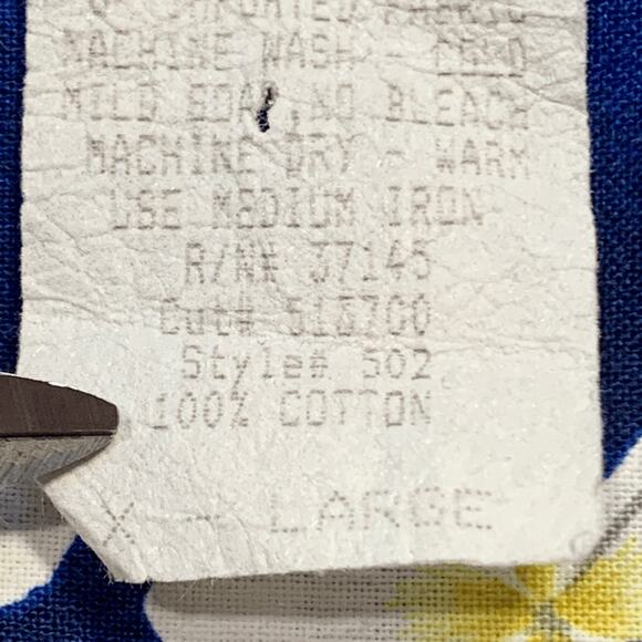 Vintage Hilo Hattie Hawaiian Shirt Blue Hibiscus Plumeria Floral Short Sleeve - Picture 9 of 10